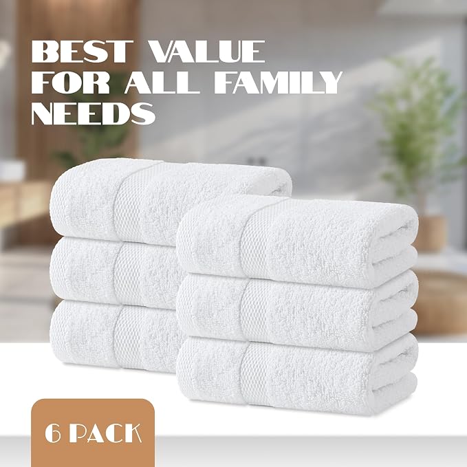 White Hand Towels Set for Bathroom, 12 Pack - Image 4