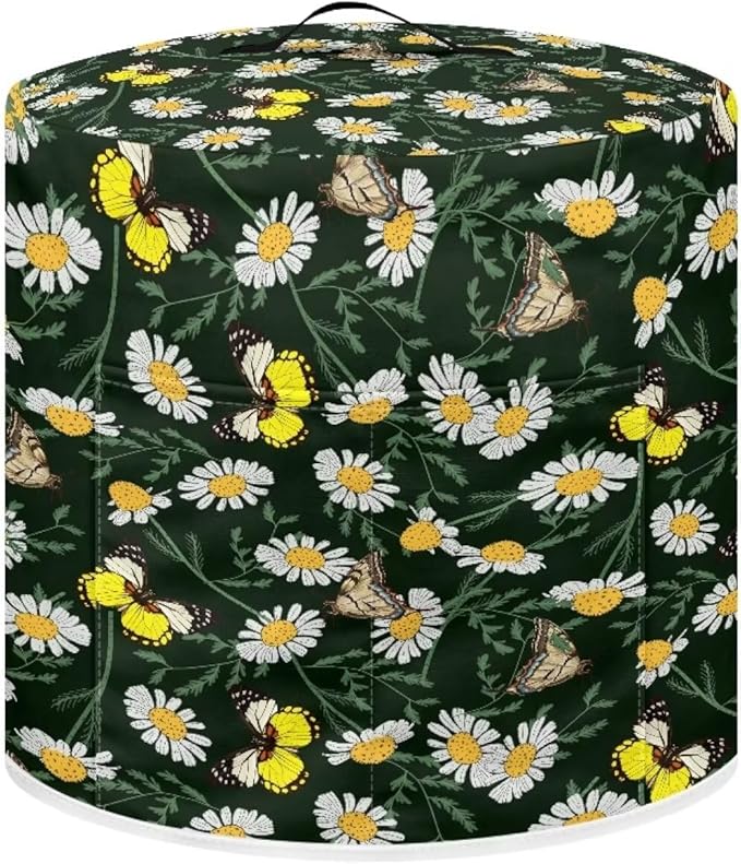 TODIYADDU Daisy Butterfly Pressure Cooker Cover for Instant Pot with Top Handle and Pocket - 6 Quart and Extra Accessories Gifts