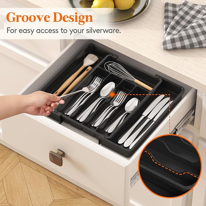 Lifewit Expandable Silverware Drawer Organizer, Kitchen Utensil Tray | BPA-free - Image 7
