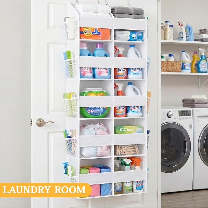 Over The Door Organizer 5 Tiers, Extra Large Behind Door Storage of 10 - Image 8