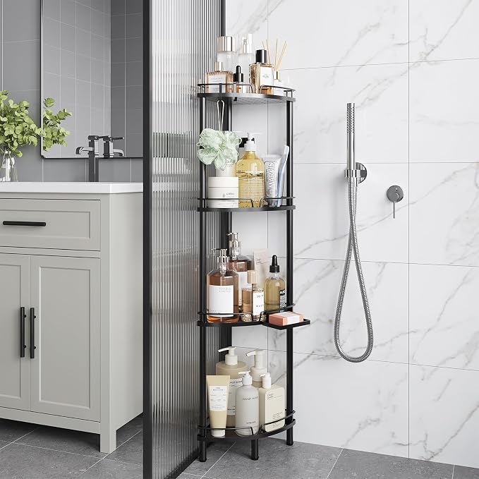 ELYKEN Corner Shower Caddy Standing, 4 Tier Metal Shower Organizer - Image 9