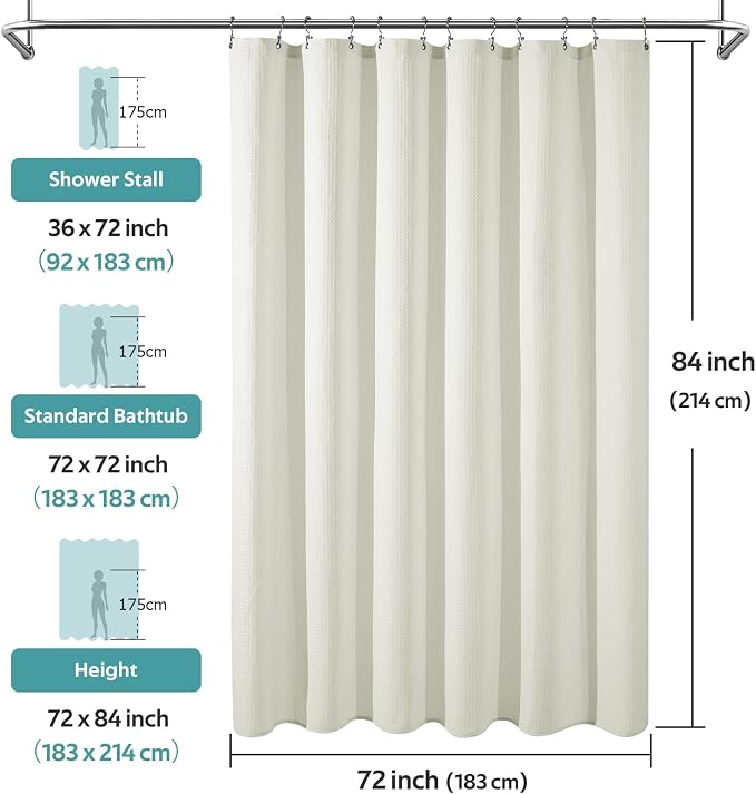 Vipfree 3 in 1 Shower Curtain Set, Waffle Shower Curtain and Liner Set - Image 6