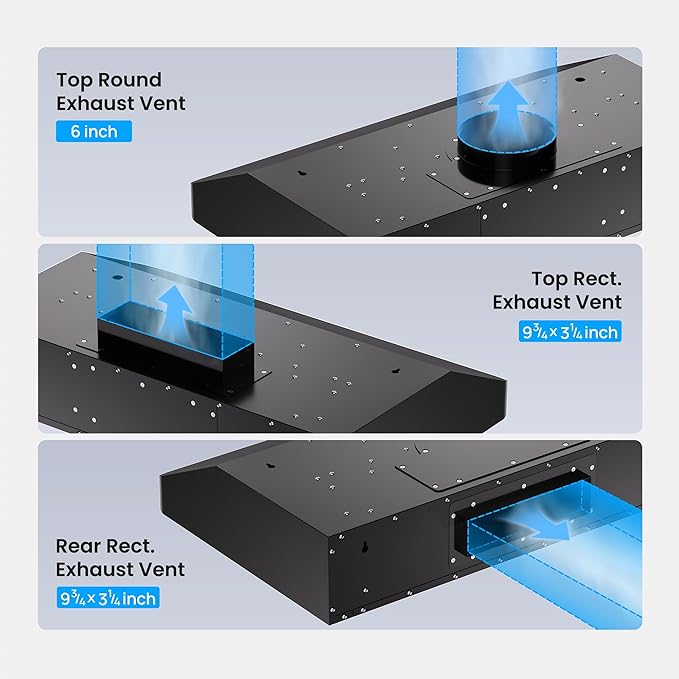 Range Hood 30 inch Under Cabinet, VIKIO HOME Hood Vents for Kitchen, Vent Hoods 30 inches with 980 CFM, 3 Speed Gesture Sensing, Teflon Coating, Non-stick and Easy to Clean, Black