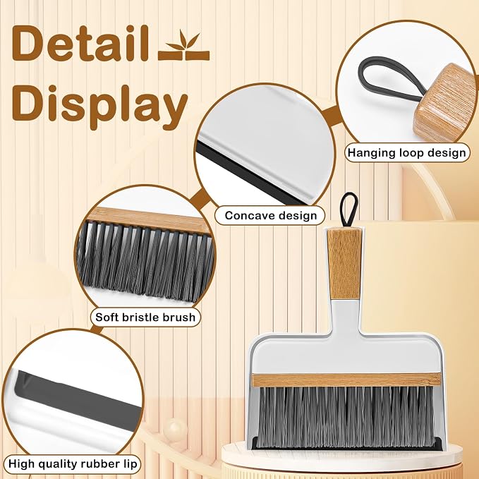 ThinkLearn Mini Dustpan and Brush Set, Bamboo Handle - Image 4