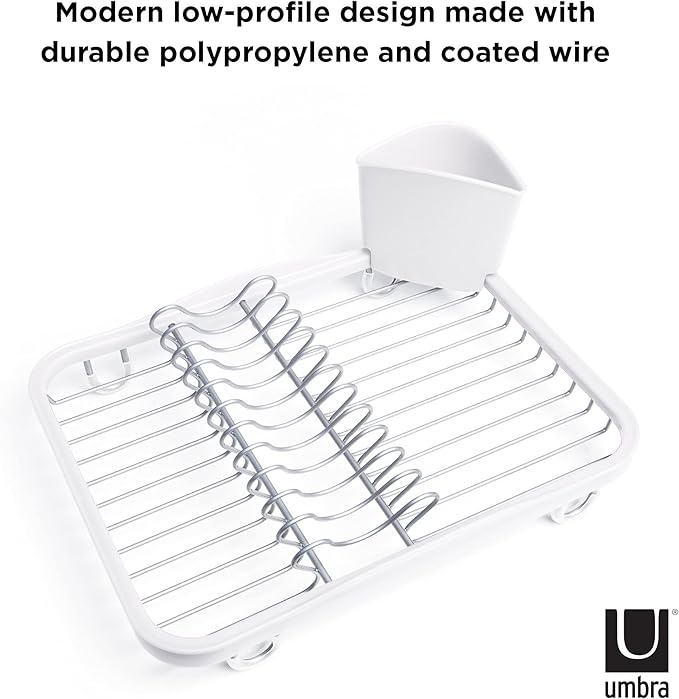 Umbra Sinkin Dish Drying Rack, in Sink or Countertop Drainer, non slip rubber - Image 3