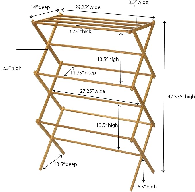 Household Essentials Bamboo Folding Clothes Drying Rack, Upscale Laundry Rack - Image 2