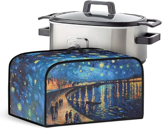 Oil Painting Crock Pot Cover Compatible with 6, 7 or 8 Quart Slow Cooker Crock Pot Cover Keep Appliance Clean Kitchen Tool Halloween Festival Gifts for Kitchen Decor