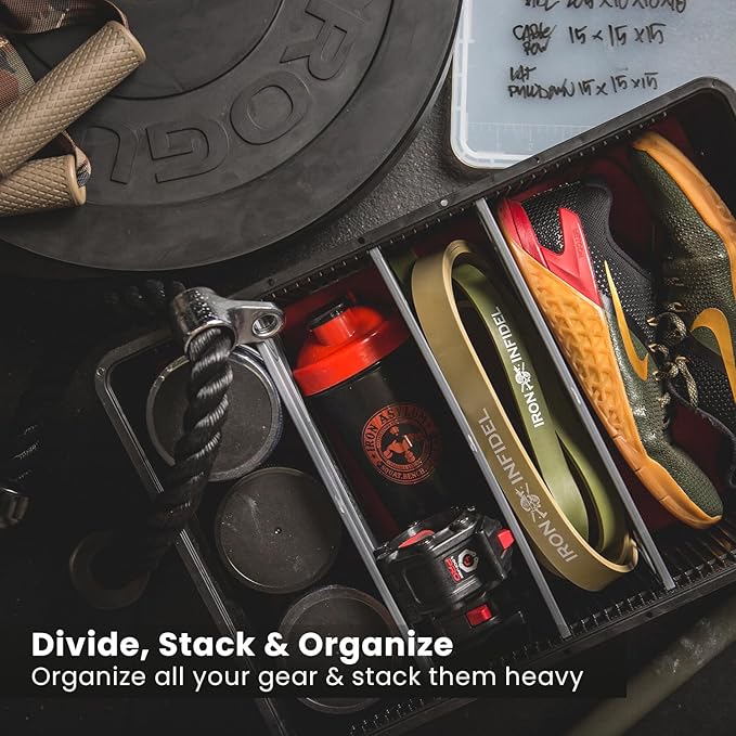 SIDIO Crate Basic Pack - 2 Full-Size & 1 Half-Size Heavy Duty Stackable Storage Bins, Totes, Containers with Dividers - Durable Organizer for Home, Office, Garage, and Outdoor Use, Camo Variety Pack