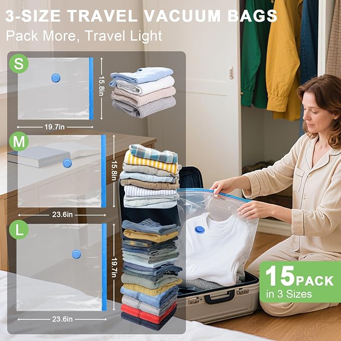 15 Pack Vacuum Seal Bags for Clothing Travel - Image 5