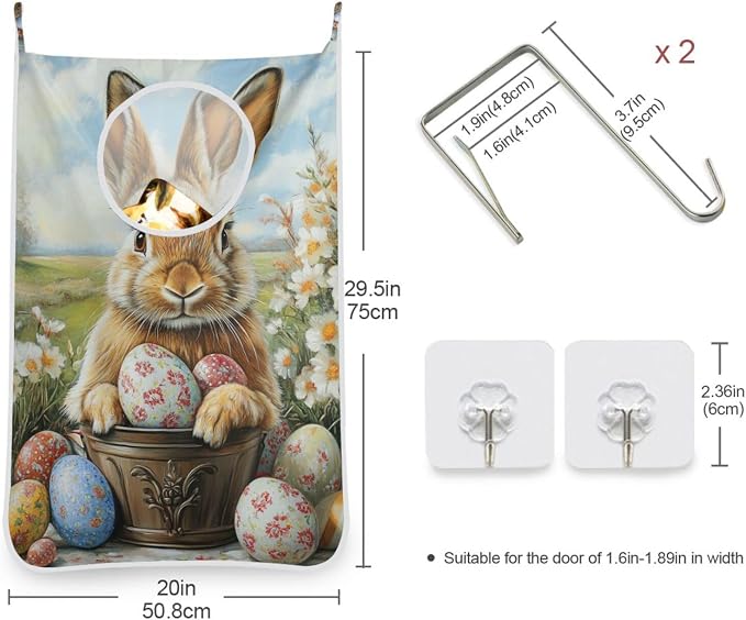 2PCS Hanging Laundry Hamper Bag Over the Door Laundry Hamper Wall Hamper Large - Image 3