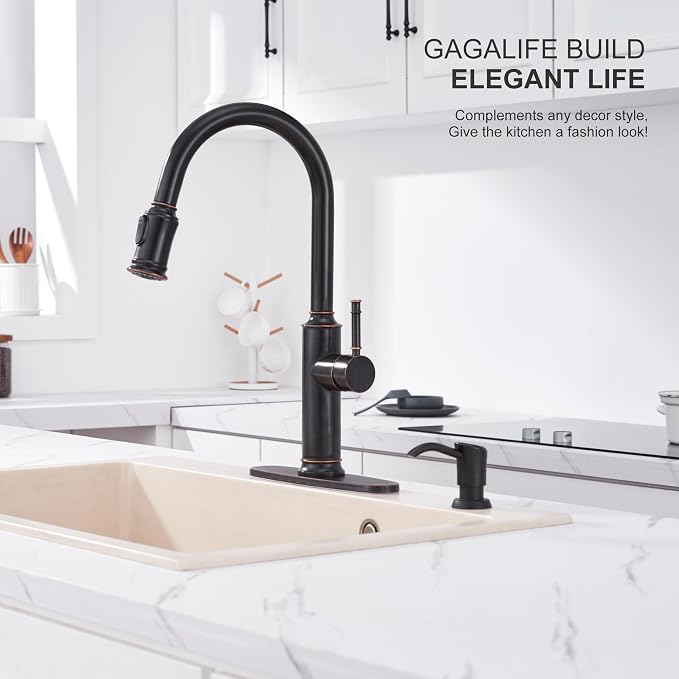 GAGALIFE Kitchen Sink Soap Dispenser Pump, 17 oz Bottle, Oil Rubbed Bronze | - Image 3