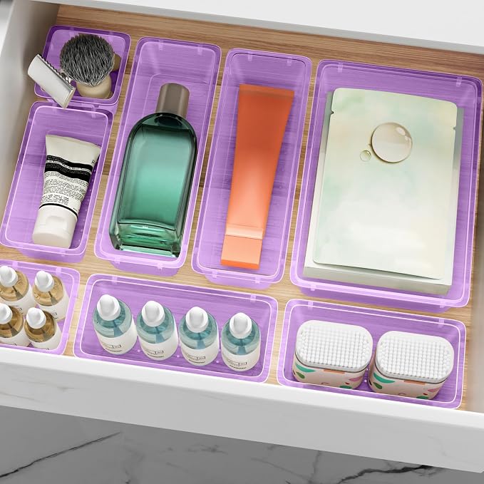 12 PCS Drawer Organizer Set, Makeup Organizers, Tool Storage Trays, Pueple | 4 - Image 7