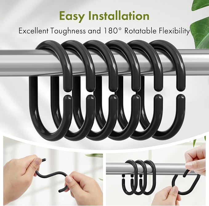Amazer Shower Curtain Rings, Rust Proof Shower Rings C Shaped Shower Hooks - Image 5