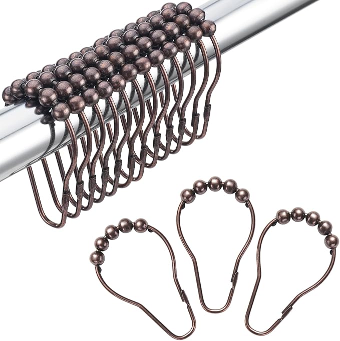Shower Curtain Hooks, Decorative Bronze Shower Curtain Hooks, Stainless Steel by Amazer