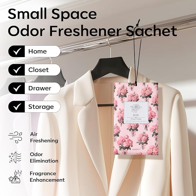 MYARO 20Pcs Rose Scented Sachets, Closet Deodorizer Car Air Freshener - Image 2