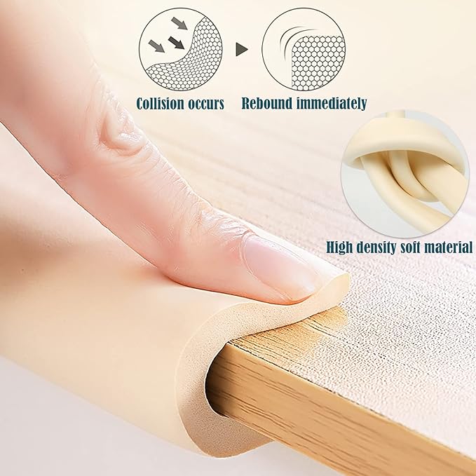 U Shape Edge Protectors for Glass Coffee Table,Foam Baby Proofing Safety Bumper Guard Strip,Corner Protectors for Kids,Extra Thick,Suitable for Furniture Fireplace,6.5 Ft/2m (Milky White)