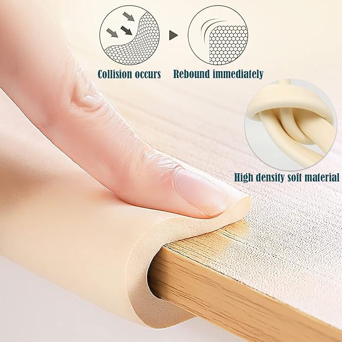 U-Shaped Foam Edge Protectors for Baby Proofing (4m Total) - 2cm Thick Non-Toxic Corner Guards for Coffee Table,Cabinet,Countertop - 4 Colors Safety Padding(Gray)