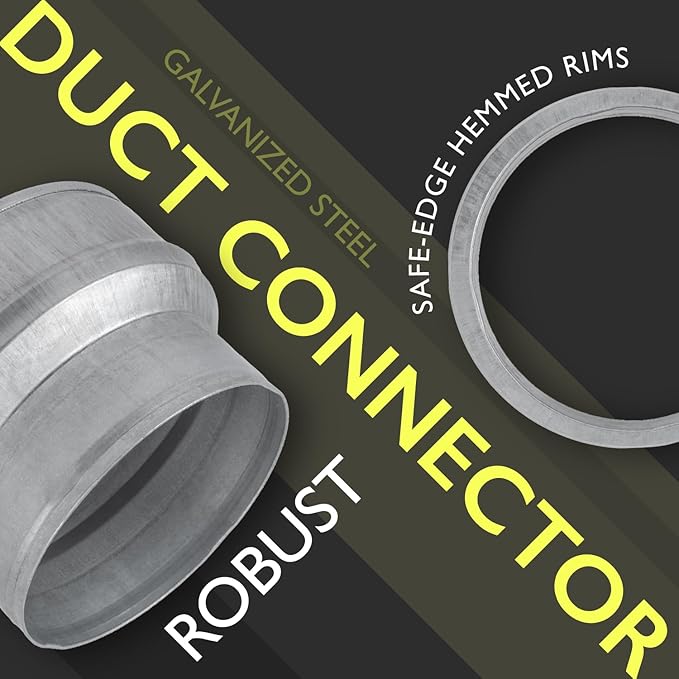 6" to 5" Inch Duct Pipe Adapter - Galvanized Steel HVAC Ducting Reducer for Ventilation - PVC Pipe, Hose Coupler - Heavy Duty Exhaust, Air Conditioner Fittings - Vent Flange Connector