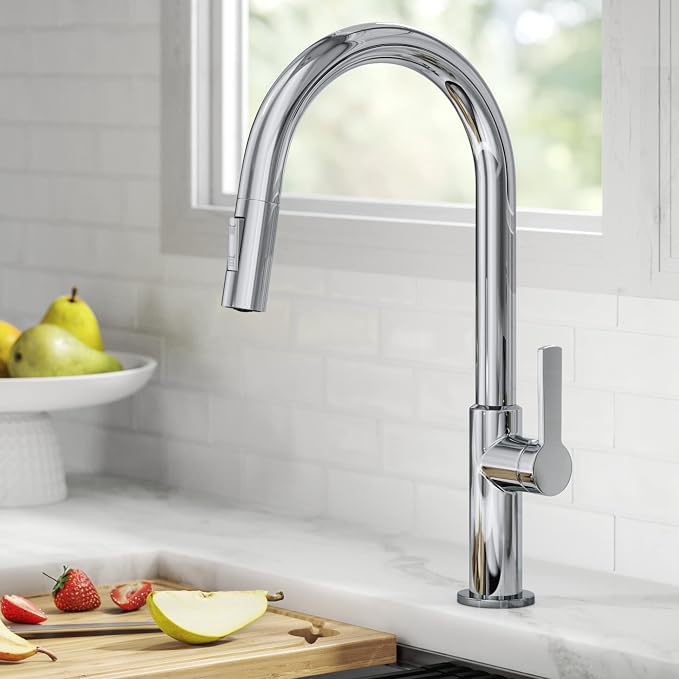 KRAUS Chrome Single Handle Pull Down Kitchen Faucet KPF-2820CH | Chrome finish - Image 2
