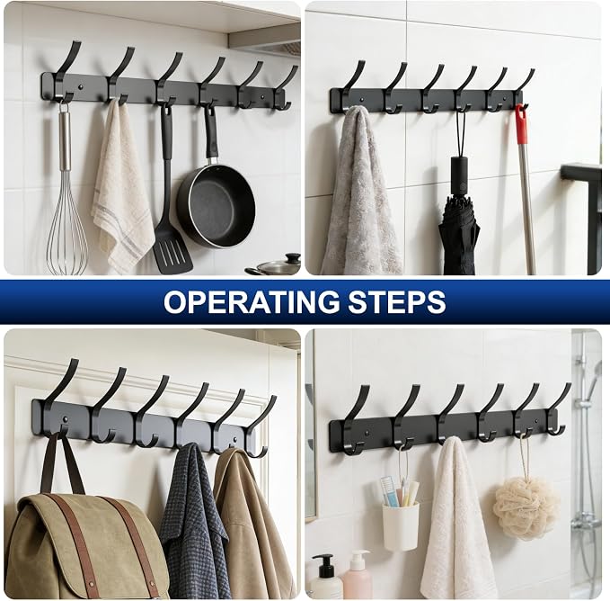 Wall Mounted Coat Rack, 6 Hooks - Image 5
