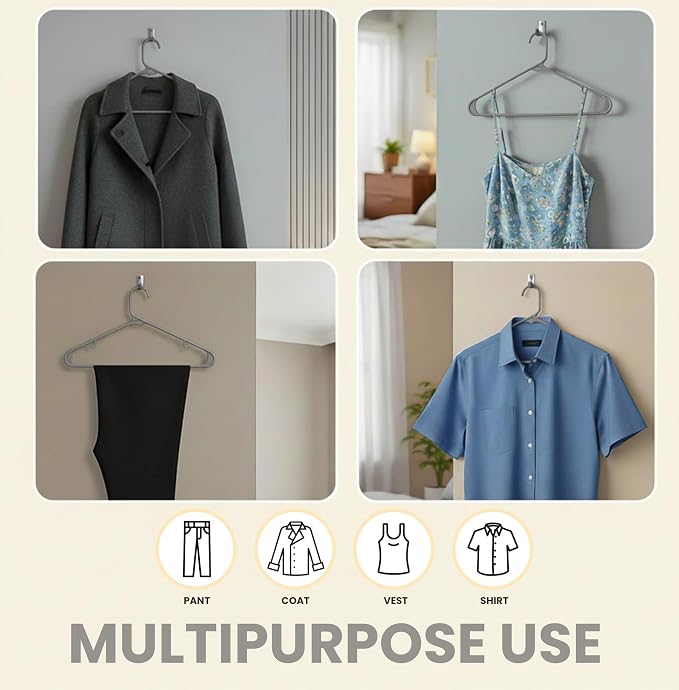 Utopia Home Plastic Hangers 20 Pack – Built-in Strap Hooks Grey | Space saving - Image 4