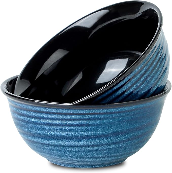 Serving Bowls, 60oz Ceramic Mixing Bowls Set of 2 for Baking Cooking Kitchen Party, 8.4 inch Large Durable Bowls for Soup Salad Ramen Pho Fruit Cereal Popcorn, Microwave & Dishwasher Safe, Blue