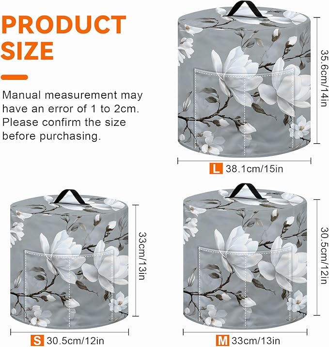 Kitchen Appliance Accessories Dust Cover for 3-6-8 Quart Instant Pot, Pressure Cooker, Air Fryer & Crock Pot,Decorative Appliance Cloth Cover with Top Handle & Storage Pockets (White, 6 Quart)