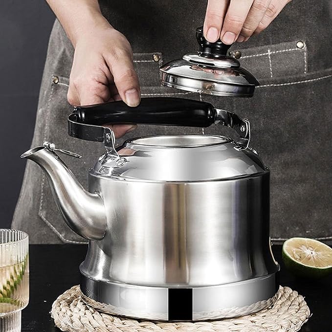 Tea kettle, 2.1 Quart Food Grade 304 Stainless Steel Tea Kettle for Stove top Whistling Teapot with Cool Touch Ergonomic Handle, Suitable for All Heat Sources(2L)