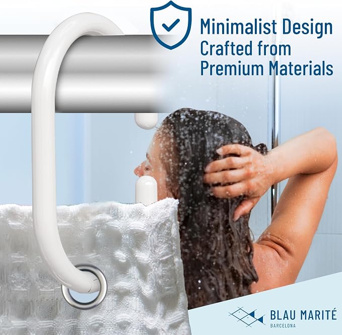 12 Metal Shower Curtain Hooks, Rust-Proof Decorative C-Shaped Curtain Hooks - Image 4