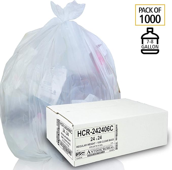 Aluf Plastics 7-8 Gallon Clear Trash Bags - Image 3