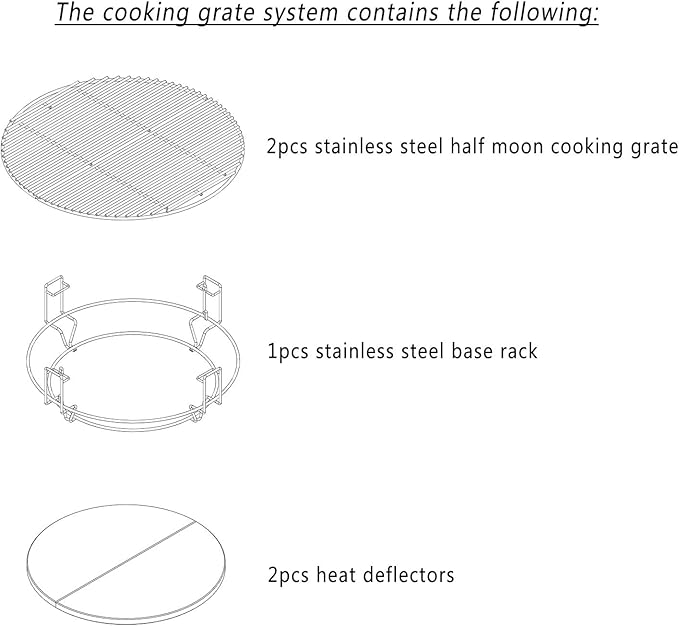 only fire Cooking System Fit for Large Big Green Egg, Kamado Joe Classic, Large Grill Dome, and Other Kamado Grill