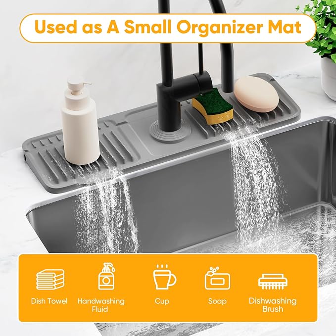 17.7'' Faucet Mat for Kitchen Sink Splash Guard Folding Kitchen Sink Faucet Mat - Image 8