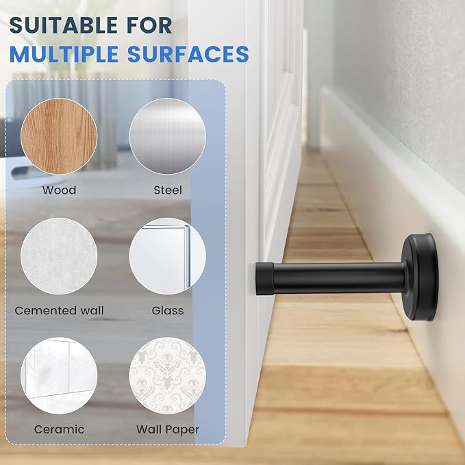 8 Pack Door Stops, Stainless Steel Door Stoppers, No Drilling Door Stops - Image 7