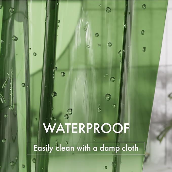 AmazerBath Shower Curtain Liner, 72x72 Transparent Pine Green Shower Liner - Image 4