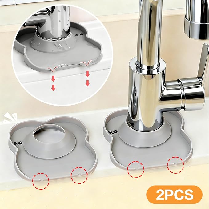 Silicone Faucet Mat for Kitchen Tap Compact Sink Splash Guard Protectors Behind - Image 3