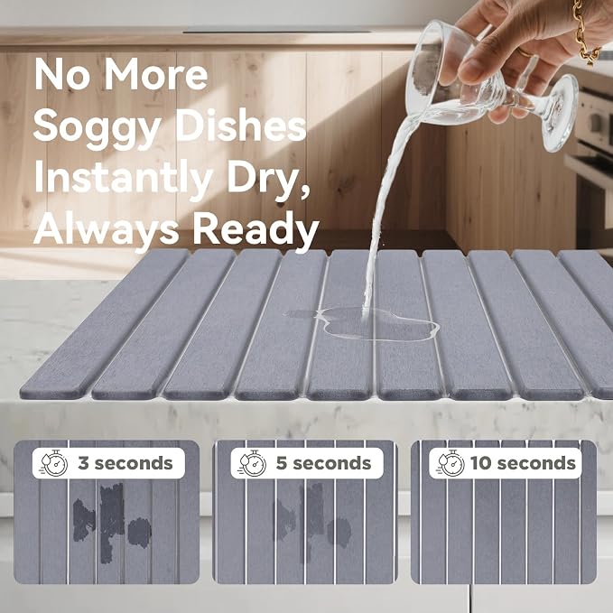 Stone Drying Mat for Kitchen Counter, Drying Matt Kitchen Counter, Quick Dry - Image 3