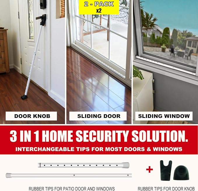 SECURITYMAN 3-in-1 Door Security Bar, Security Door Stoppers & Door Barricade – - Image 2