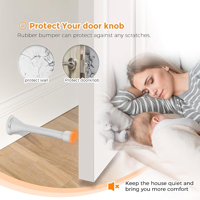 Ravinte Door Stoppers, 18 Pack White Spring Door Stops - Image 6