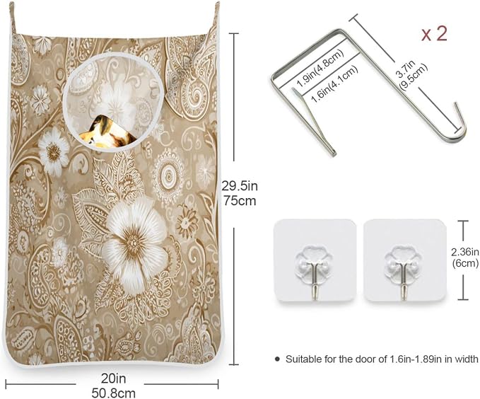 1PC Hanging Laundry Hamper Bag Over the Door Laundry Hamper Wall Hamper Large - Image 3