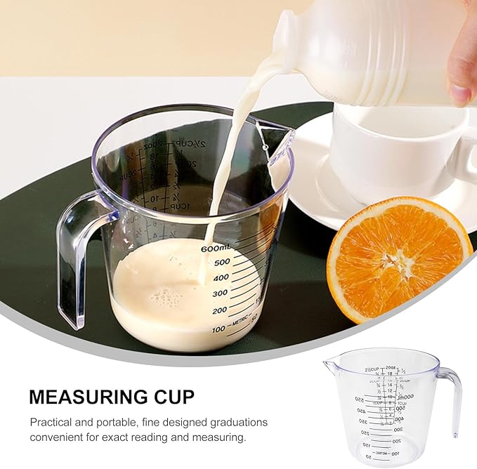 Mobestech Plastic Measuring Cup 600ml Liquid Measuring Container with Scale for Kitchen and Hairdressing Use