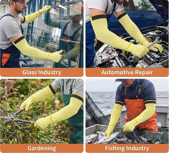 Cut Resistant Sleeves With Thumb Hole,Thin Skin Arm Protection Sleeves And Bruising, Kevlar Sleeves For Women, Men, Elderly(Yellow,17.7 In)