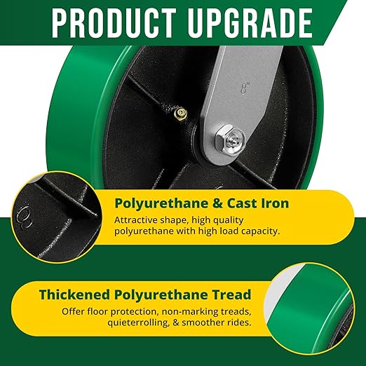 8" Heavy Duty Casters, Casters Set of 4 Total Capacity 6000 lbs- Polyurethane on Steel Wheel, Industrial Casters for Carts Pallet Trucks(2 Brake & 2 Swivel)
