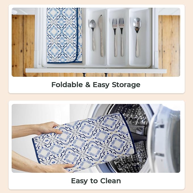 FRESHMINT Dish Drying Mats 2 Pack, Morrocan Tile | Quick Dry, Ultra Absorbent - Image 6