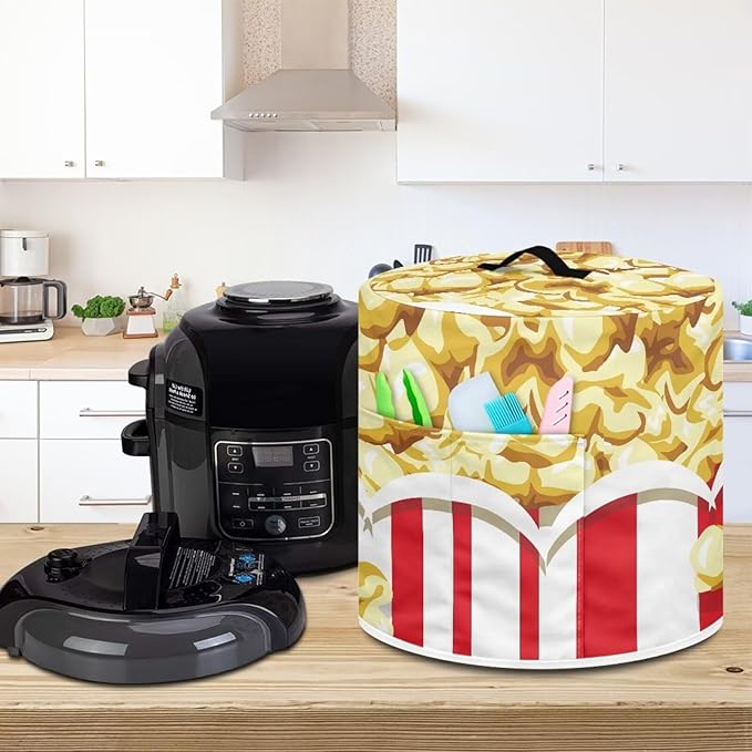 Dust Cover for 3 Quart Pressure Cooker Air Fryer Small Appliance Covers, Easy to Clean Pressure Cooker and Air Fryer Cover with Pocket for Kitchen Decor, Popcorn