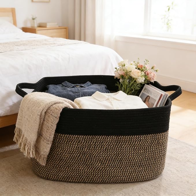 96L Laundry Basket with Handles, Extra Blanket Basket - Image 4