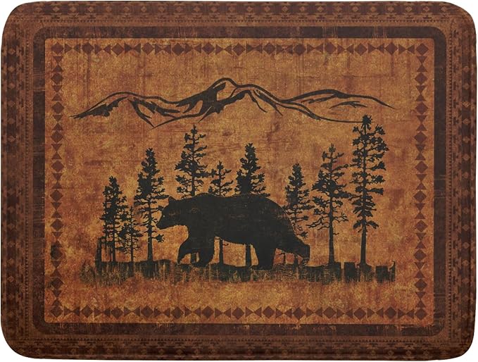 Forest Bear Dish Drying Mat 18x24 Inch Rustic Cabin Washable Microfiber by Giwawa