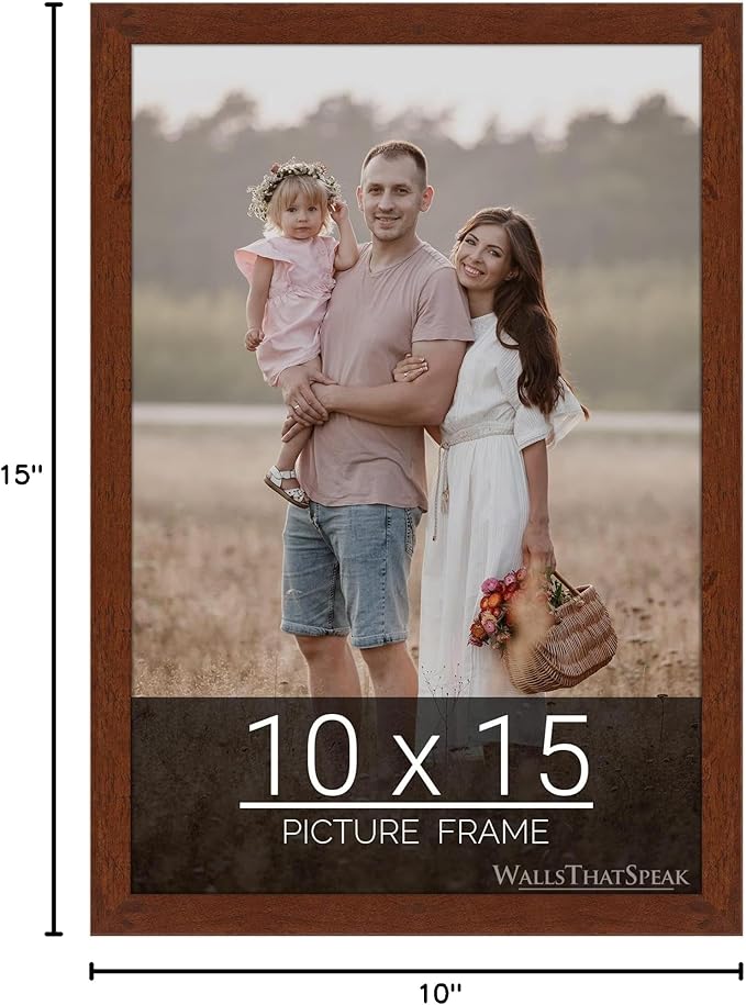 wallsthatspeak 10x15 Dark Walnut Rustic Pine Picture Frame for Puzzles Posters Photos or Artwork