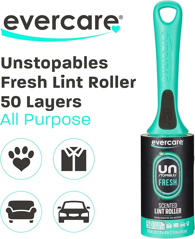 Evercare with Unstopables Fresh Scent All-Purpose Lint Roller, 50 Layers Per - Image 3