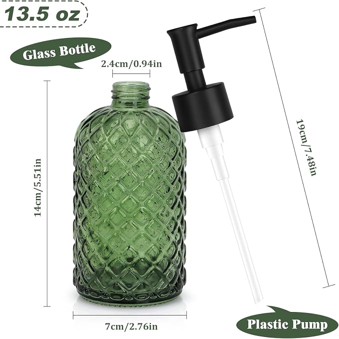 1 Pack 13.5oz Glass Soap Dispenser - Image 2