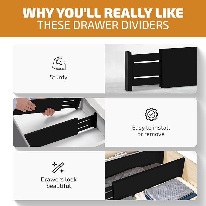 6 Pack Black Drawer Dividers - Image 4